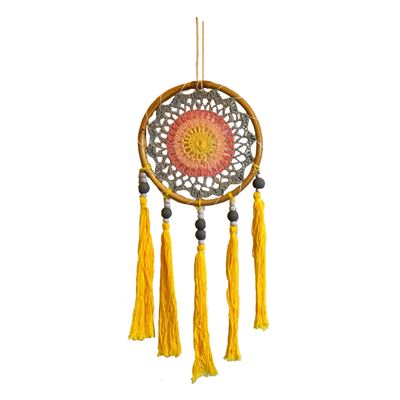 Bamboo Frame Dreamcatcher with Yellow Tassels